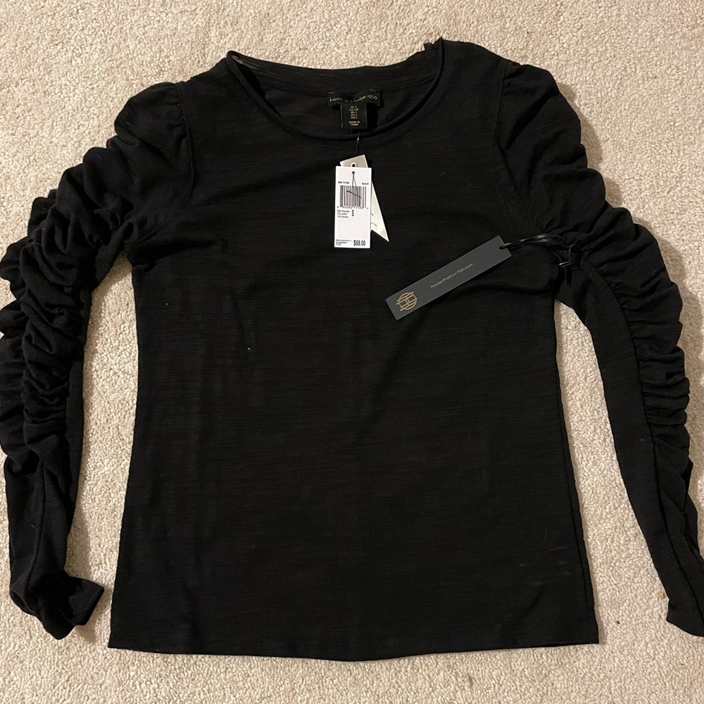 House of Harlow 1960 NWT Black Ruched Sleeve Size S